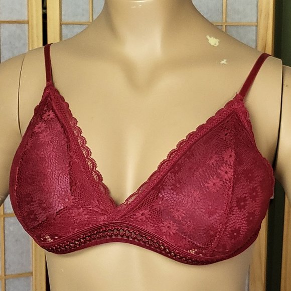 NWT! Floral lace bralette in a rich burgundy red, size L - Picture 1 of 10